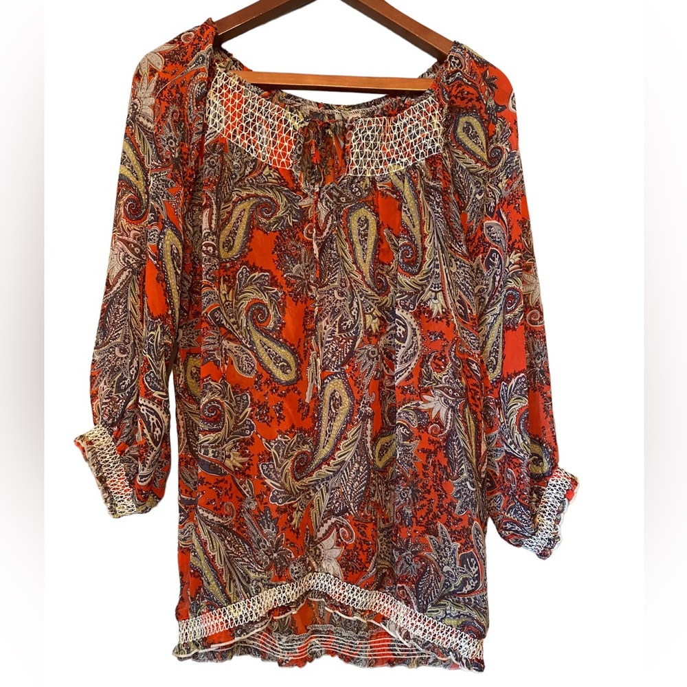 Love Potion Long Sleeved Paisley Printed Sheer Top